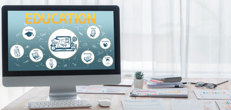E-learning website with sofware for student to study online on the internet network brisk