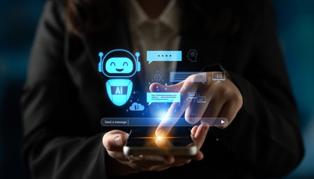 AI chatbot improves virtual assistant interaction. AI chatbot processes text, supports users, AI...