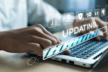 Business person invests in updating knowledge and software, ensuring updated competitiveness. Prioritizing continuous update and upgrading for both knowledge and software efficiency update. EIDEの写真素材