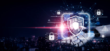 AI artificial intelligence strengthens cybersecurity with intelligent threat detection, virtual...