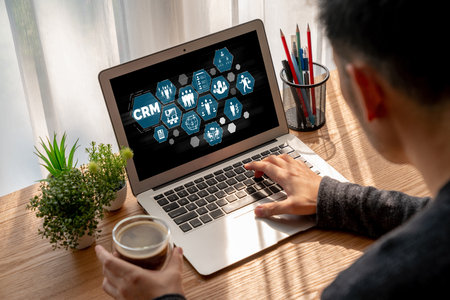 Customer relationship management system on modish computer for CRM business and enterprise