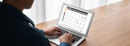 Calendar on computer software application for modish schedule planning for personal organizer and...