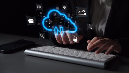 Cloud computing, cloud strategy, and cloud technology transforming digital infrastructure with...