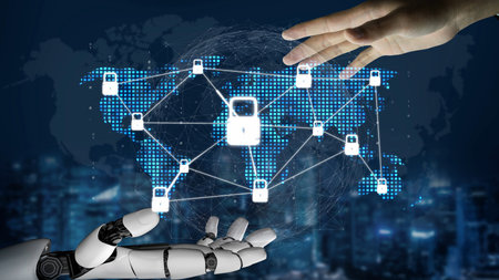 Cyber security protection and cyber security strategies against cyber threats, system hacks, digital...