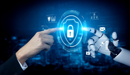 AI artificial intelligence strengthens cybersecurity with intelligent threat detection, virtual...