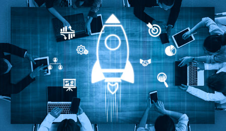 Startup growth begins with innovation, rocket-inspired momentum, and early-stage strategies that power business development and entrepreneurial success. Vouchの写真素材