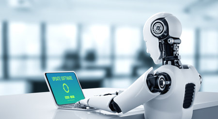 Software update on computer for modish version of device software upgradeの写真素材