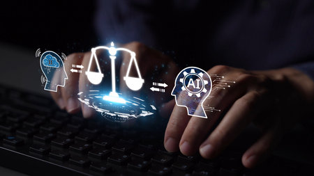 AI is transforming society, raising important ethics questions. Ethics in AI design ensures fairness. AI ethics promote responsible decisions. Balancing AI power with strong ethics is essential. Muxerの写真素材