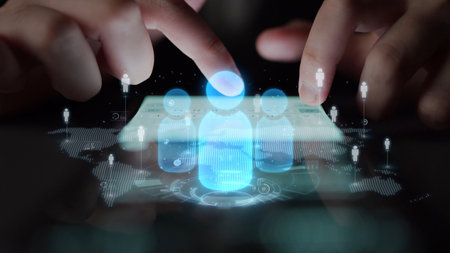 People networking, business connections, digital networking platforms, professional collaboration, and expanding opportunities through business relationship building and engagement. Muxerの写真素材