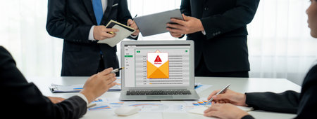 Cyber attacking concept. Malware alert showing on computer screen display scam and threat detection...