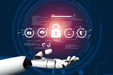 AI artificial intelligence strengthens cybersecurity with intelligent threat detection, virtual...