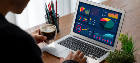 Business data dashboard provide modish business intelligence analytic for marketing strategy planningの写真素材