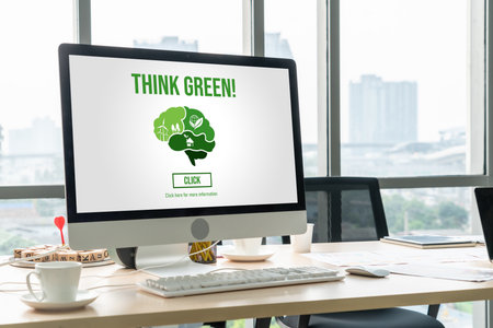 Green business transformation for modish corporate business to thank green marketing strategyの写真素材