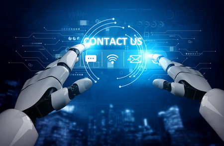 AI artificial intelligence supports 24-hour customer service with virtual assistants, real-time...