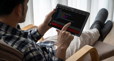 Software development programming on computer screen for modish application and program coding