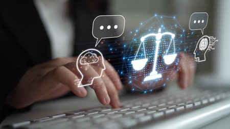 AI is transforming society, raising important ethics questions. Ethics in AI design ensures fairness. AI ethics promote responsible decisions. Balancing AI power with strong ethics is essential. Muxerの写真素材