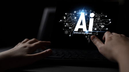 AI assistant with LLM, big data, machine learning, and generative AI powers prompt engineering and supports agentic AI for advanced business applications.の写真素材