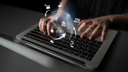 Worldwide digital payment network showing secure financial transactions. Digital payment supports...