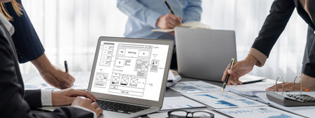 Business intelligence and data analysis concept. Analyst team working on financial data analysis...