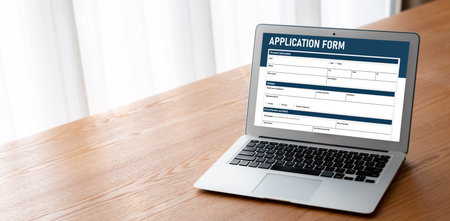 Online application form for modish registration on the internet websiteの写真素材