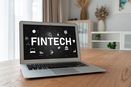 Fintech financial technology software for modish business to analyze marketing strategy