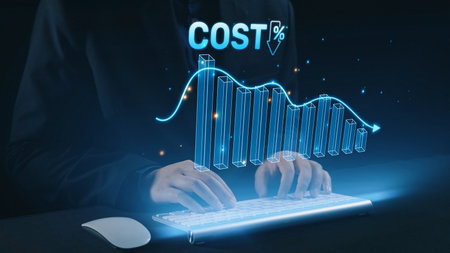 Cost reduction and cost saving through digital transformation, business cost optimization, operational cost reduction, financial savings, and resource efficiency strategies for business success. Elideの写真素材