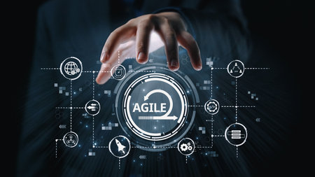 Agile project management using teams and agile planning for agile development. Agile enables flexibility, collaboration, and continuous improvement across modern workflows. Elideの写真素材