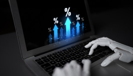 AI predicts interest rate trends by analyzing macroeconomic indicators, financial data, and historical patterns to support economic planning and decision-making. Latchの写真素材