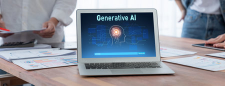 Generative AI virtual assistant tools for prompt engineer and user for ease of engage artificial intelligence AI technology help people to work with generative AI functions by prompting the AI briskの写真素材