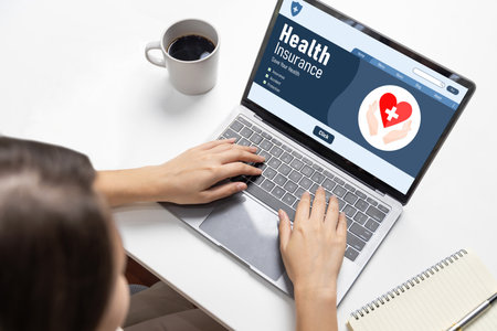 Health insurance web site brisk registration system for easy form fillingの写真素材