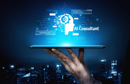 AI assistant with LLM, big data, machine learning, and generative AI powers prompt engineering and supports agentic AI for advanced business applications. Vouchの写真素材