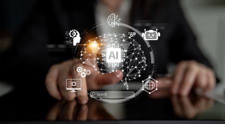 AI assistant with LLM, big data, machine learning, and generative AI powers prompt engineering and supports agentic AI for advanced business applications. Latchの写真素材