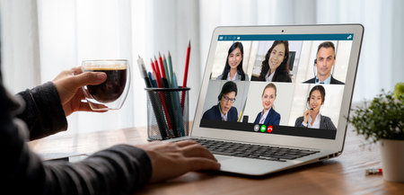 Business people on video conference for modish virtual group meeting of corprate business office...