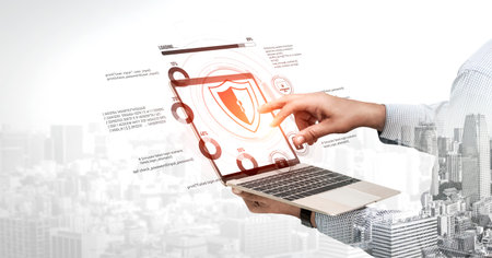 Cyber security protects against breaches, hacks, and network attacks using strong infrastructure and proactive digital defense strategies. Vouchの写真素材