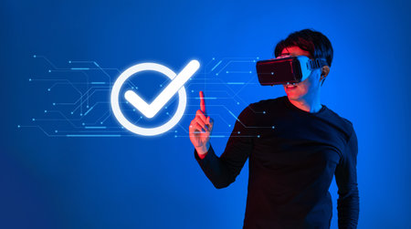 A person engages with a virtual reality setup, highlighting the intersection of technology and...