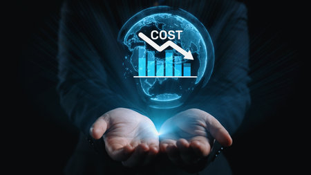 Cost reduction and cost saving through digital transformation, business cost optimization, operational cost reduction, financial savings, and resource efficiency strategies for business success. Elideの写真素材
