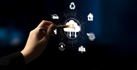 Net zero and CO2 reduction strategies promote sustainability, renewable energy, and...