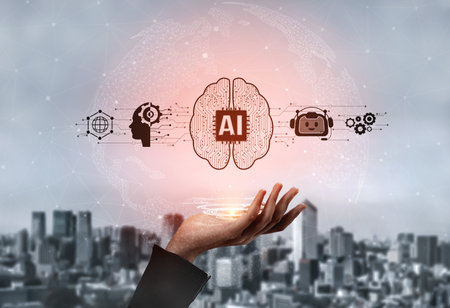 AI assistant with LLM, big data, machine learning, and generative AI powers prompt engineering and supports agentic AI for advanced business applications. Vouchの写真素材