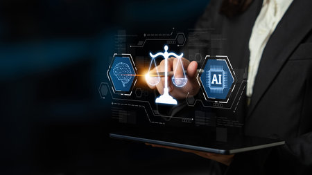 AI is transforming society, raising important ethics questions. Ethics in AI design ensures fairness. AI ethics promote responsible decision. Balancing AI power with strong ethics is essential. Splineの写真素材