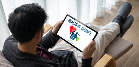 Health insurance web site modish registration system for easy form fillingの写真素材