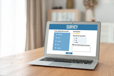 Online survey form for modish digital information collection on the internet networkの写真素材