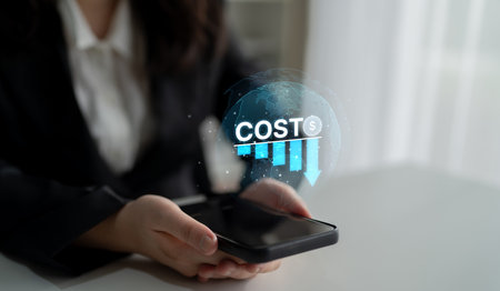 Cost reduction and cost saving through digital transformation, business cost optimization, operational cost reduction, financial saving, and resource efficiency strategies for business success.の写真素材