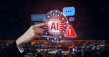 AI interface showing prompt error warning and system alert. AI prompt failure can lead to incorrect...
