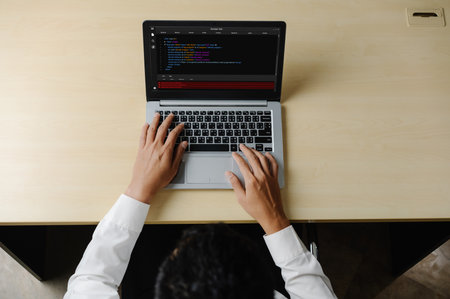 Software development programming on computer screen for modish application and program codingの写真素材