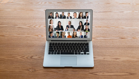 Business people on video conference for modern virtual group meeting of corporate business office...