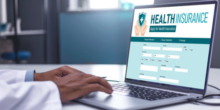 Health insurance web site brisk registration system for easy form fillingの素材