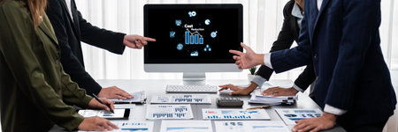 Cost reduction, cost saving concept shown on computer screen brisk, corporate business efficiently...