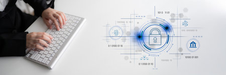 Cybersecurity system interface with biometric lock and data protection. Cybersecurity protects...
