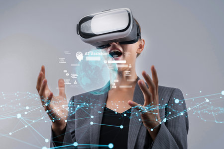 Human interact with AI artificial intelligence virtual assistant chatbot in concept of AI artificial...
