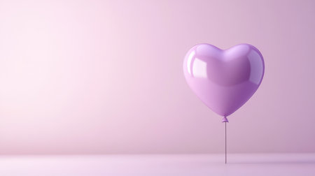 A charming pink heart balloon stands alone on a soft pastel background, ideal for romantic celebrations and festive events, adding a touch of whimsy and joy.の素材